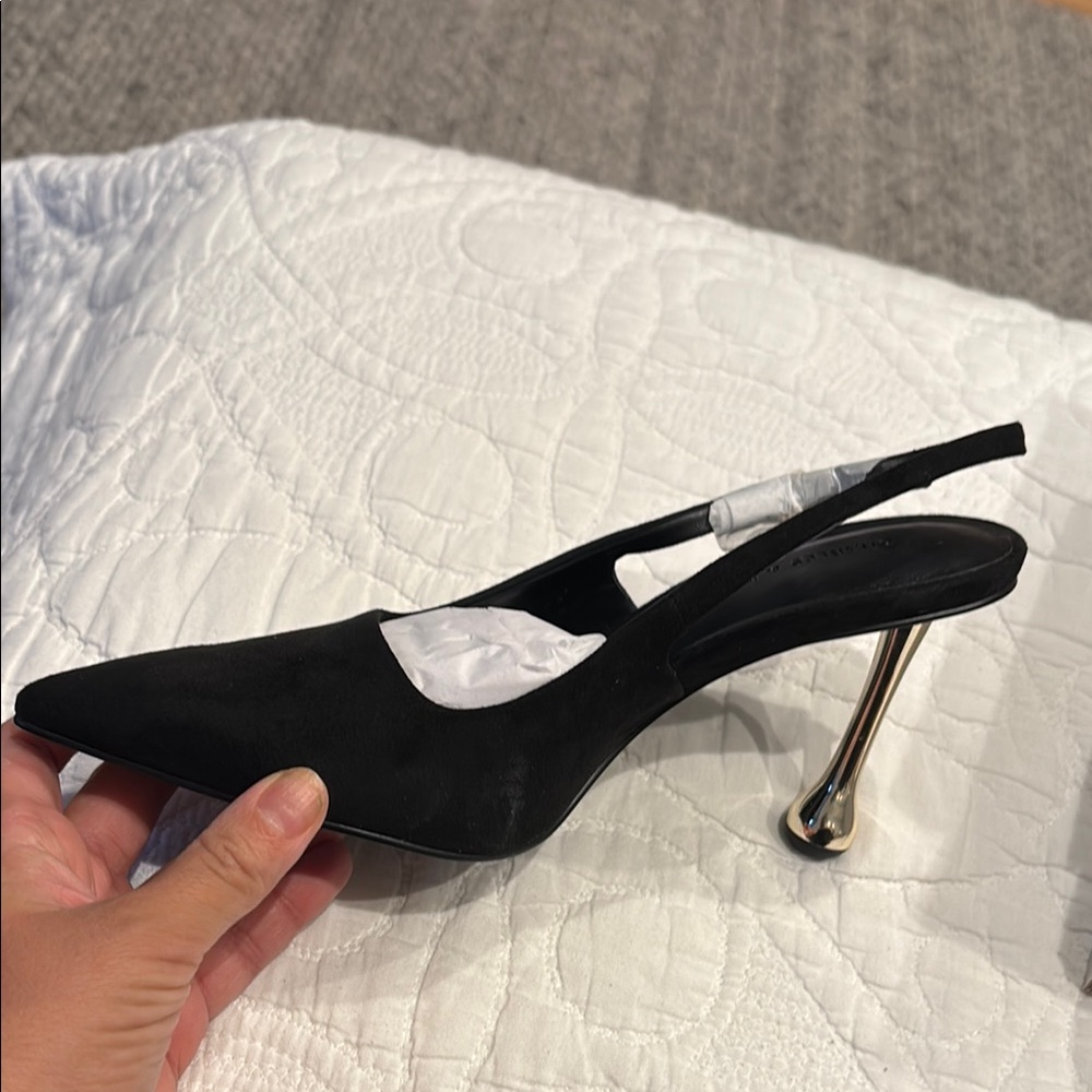 Charles & Keith Black and Silver Slingback Heels